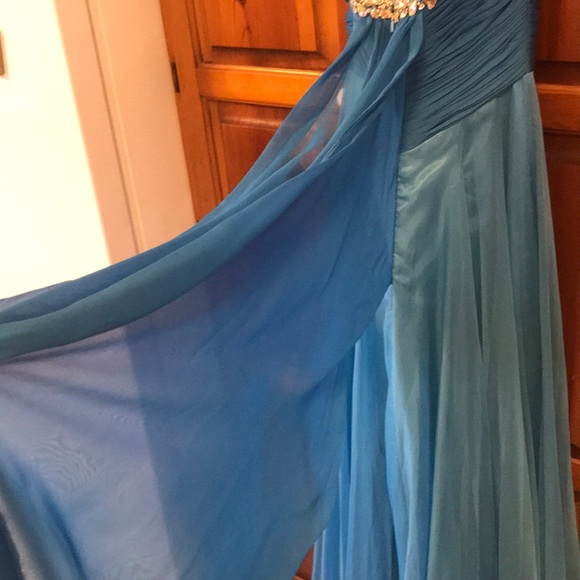 Turquoise chiffon prom/pageant dress - Picture 6 of 6